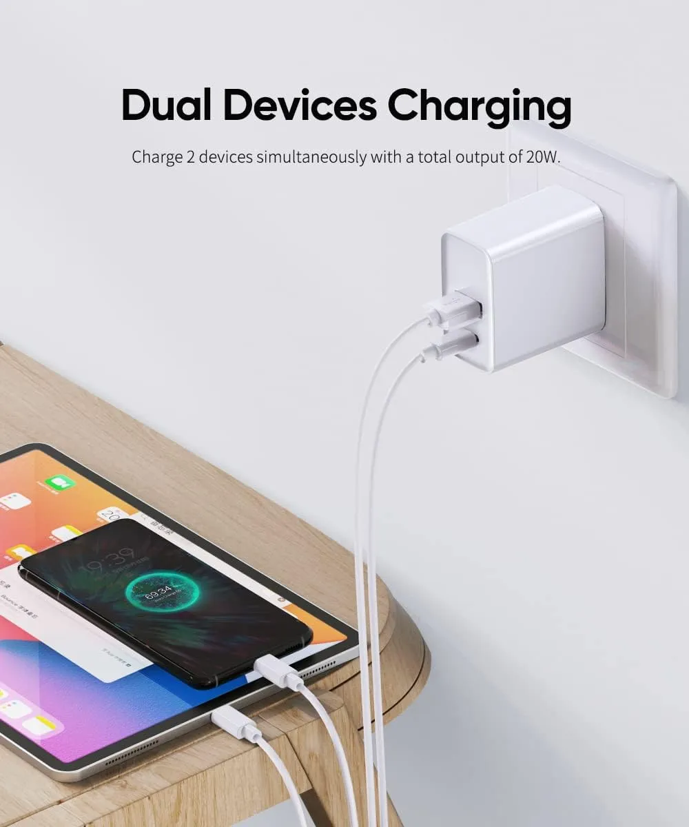 CARGADOR PARA CELULAR GENÉRICO DOBLE PUERTO USB-C/USB-A 20W, vista 2